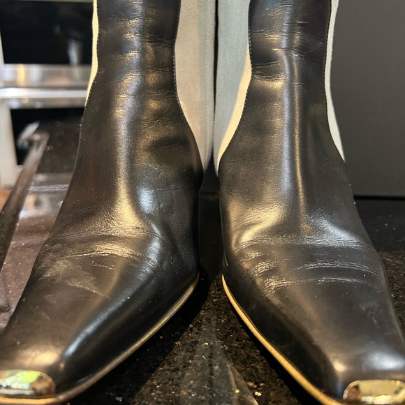 VINTAGE GUCCI BOOTS White/Black 38.5 (8.5 U-S) with 3’ Heel - Picture 2 of 13